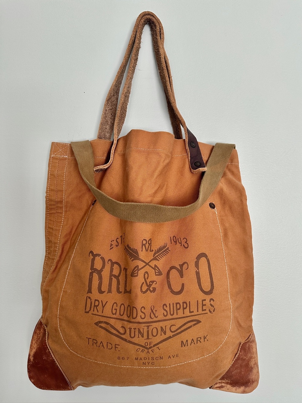 RRL Ralph Lauren Shoulder Strap Canvas Leather Tote Bag (New / Deadstock) RARE